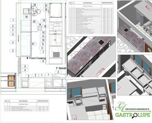 Grossküchenplanung-3D-Gastronomieküchenansicht-Großküchenplaner-Draufsicht