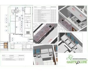 Grossküchen planung / Großküchenplaner / Draufsicht / 3D-Ansicht / Gastronomieküche