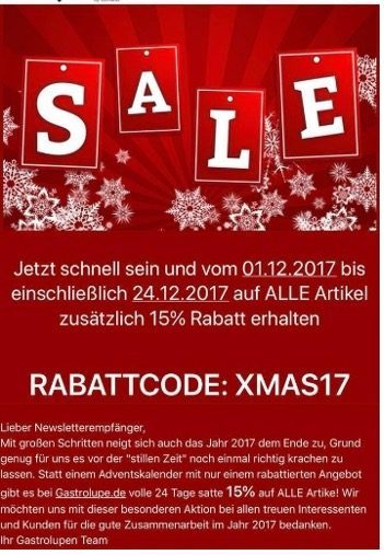Xmas Aktion 2017 LA Grossküchenservice