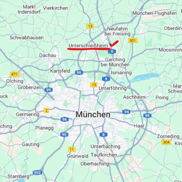Lageplan von 85716 Unterschleißheim im Landkreis München