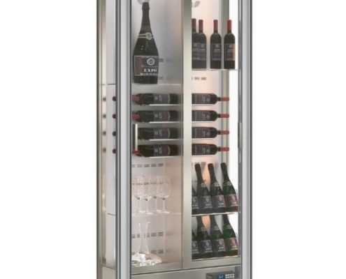 Auf dem Foto ist ein Kühlschrank zum Wein temperieren - ein sogenannter Weintemperierschrank...