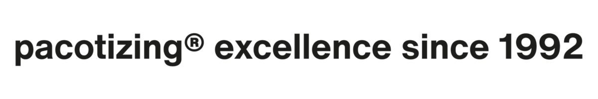 Hier ein internationaler Leitsatz von Pacojet in englischer Sprache. Der Ausspruch "pacotizing excellence since 1992" auf deutsch bedeutet in etwa Pacorissieren in herausragender Qualität seit 1992...