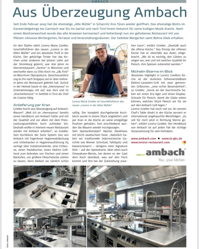 🔧✨ Von der Planung bis zur Inbetriebnahme – ein Herzensprojekt!
Wir sind stolz, dieses besondere Projekt von Anfang bis Ende begleitet zu haben.

Ein großes Dankeschön an unseren großartigen Hersteller und Partner Ambach und viele weitere Partner 🙏 – wir freuen uns jedes Mal, eure hochwertigen Geräte einzusetzen und damit einzigartige Küchen zu gestalten 👨‍🍳👩‍🍳

Wenn aus Kunden Freunde werden, ist das für uns das schönste Kompliment.
Lieber Lorenz Maria Griesser  wir wünschen dir viel Freude und Erfolg mit deiner neuen Küche 🍀👨‍🍳
Danke für dein Vertrauen und den Auftrag – es war (und ist) uns eine echte Freude, auch mal bei dir als Gast genießen zu dürfen 🥂

Du verbindest Leidenschaft, Liebe und die richtigen Zutaten zu einem perfekten Ergebnis – eine wahre Geschmacksexplosion auf dem Teller! 💥🍽️

#Projektliebe #Küchenplanung #Ambach #Teamwork #GastroKüche #Danke #Genussmomente #Kochkunst #dernächstesternekoch #sterneküche #michelinstern